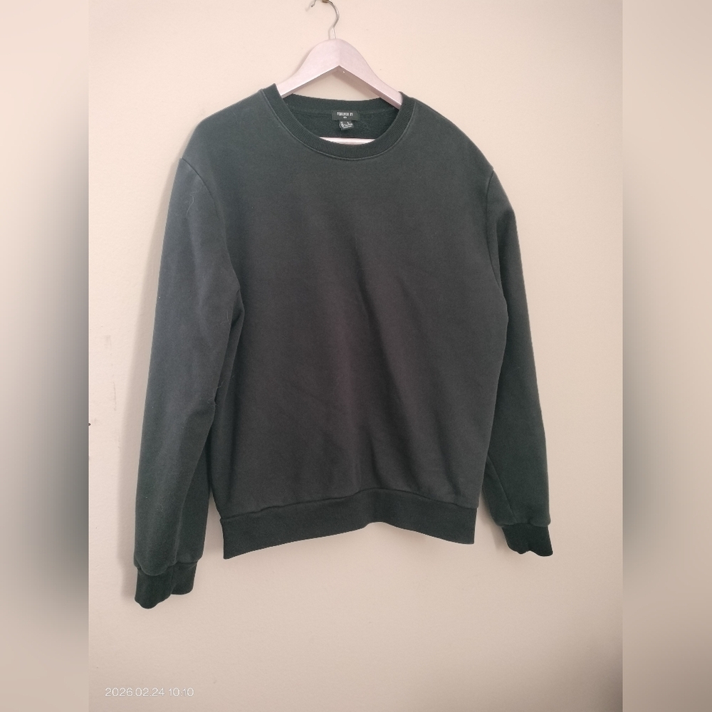 Forever 21 Men Basic Black  Sweatshirt Sz Large Cotton Blend
